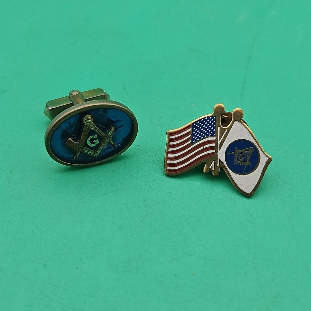 Vintage Freemason‎ Collectibles Pin And Cufflink